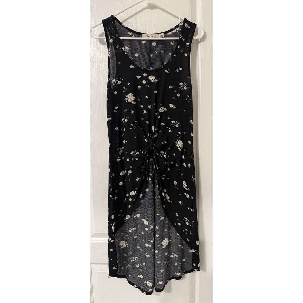 NWOT Black‎ Daisy High-Low Sleeveless Tunic Top with Front Knot Liberty Love